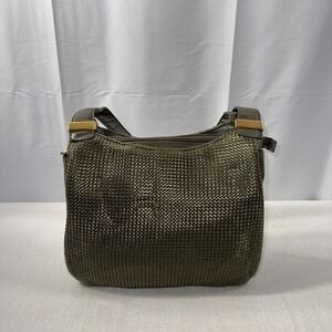 Mondani New York Vintage Woven Olive Green Shoulder Bag
